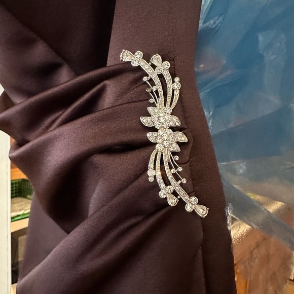 Dark Brown Satin Gown - Picture 2 of 3